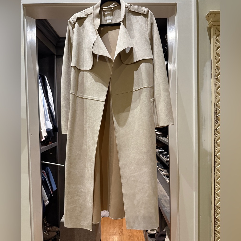 H&M Cream Trench Coat faux suede for Women
